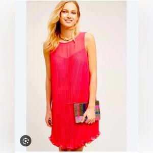 NWT ANTHROPOLOGIE Layered Pleat Swing Dress by Maeve Pink Size 2